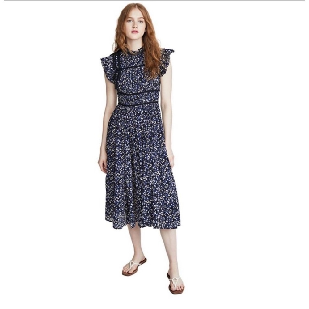 ULLA JOHNSON Amari Dress in Indigo Blue Sz 12